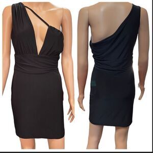 PrettyLittle Thing One Shoulder Cutout Black Dress Size 6
